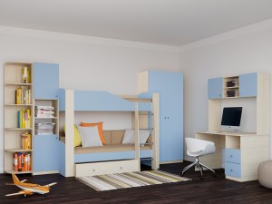 Модульная детская Астра (РВ-Мебель) Голубой